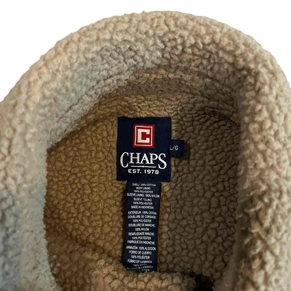 Chaps Men's Black Sherpa Lined Trucker Denim Jacket Size Large - Picture 3 of 4